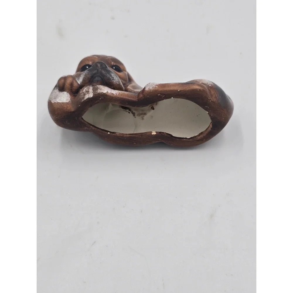 Vintage Ceramic Basset Hound Figurine Lying Droopy Face Puppy Dog Unbranded 80s